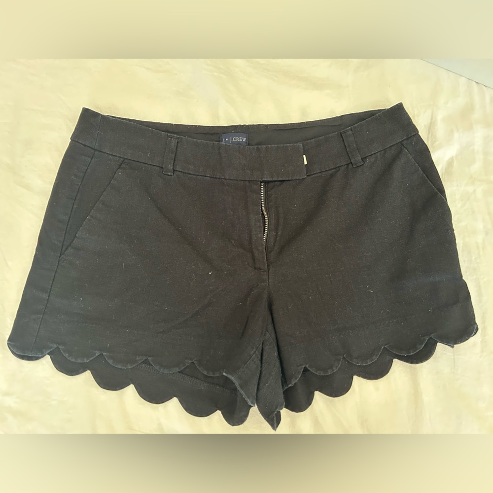 J. Crew Black High Waist Scalloped Shorts/Pull on Shorts